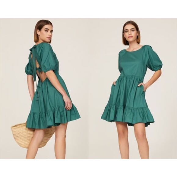 PETER SOM‎ Ruffled Puff Sleeve Mini Dress Sz 6 - Picture 1 of 7